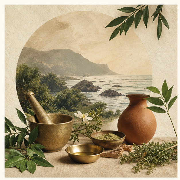 Ayurveda and nature inspired wellness illustration