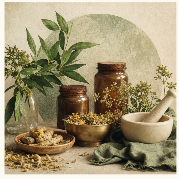 Herbal and naturopathic care illustration